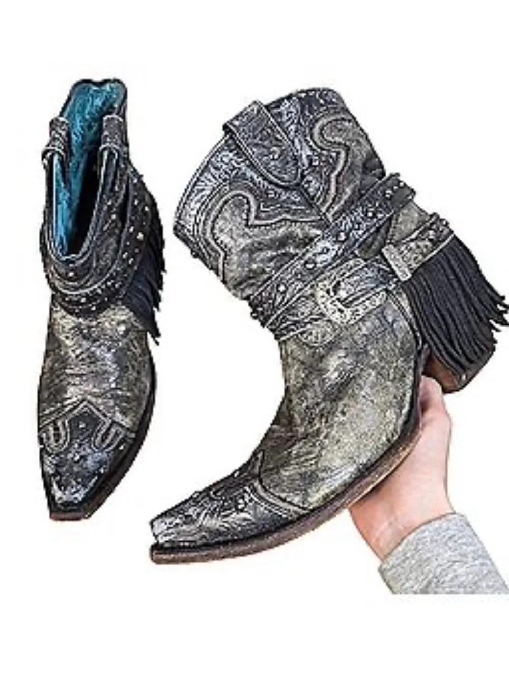 Corral Fringe Western Ankle Boots
